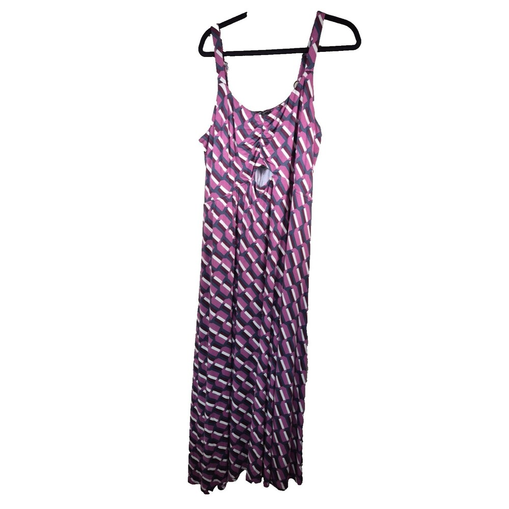 Lane Bryant Maxi Dress Womens 22/24 NWT Sleeveless V-Neck Cutout Geometric Print